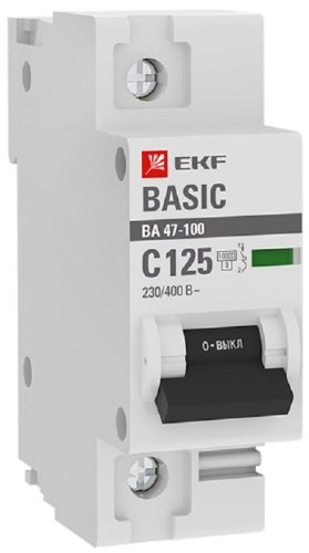 Выключатель автоматический EKF Basic ВА47-100 1п 125А C 10кА фото Выключатель автоматический EKF Basic ВА47-100 1п 125А C 10кА картинка